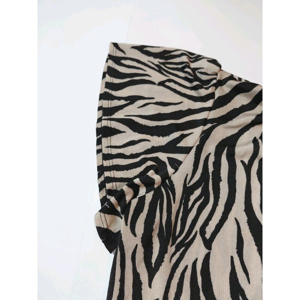 Stitch Fix Beacon Apparel XXL Mock Neck Zebra Print Short Flutter Sleeves Top - Picture 3 of 10